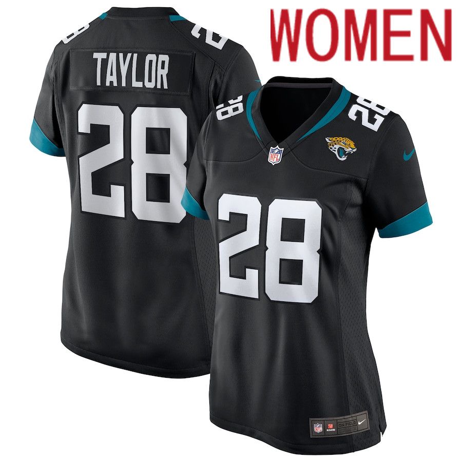 Women Jacksonville Jaguars #28 Fred Taylor Nike Black Game Retired Player NFL Jersey->women nfl jersey->Women Jersey